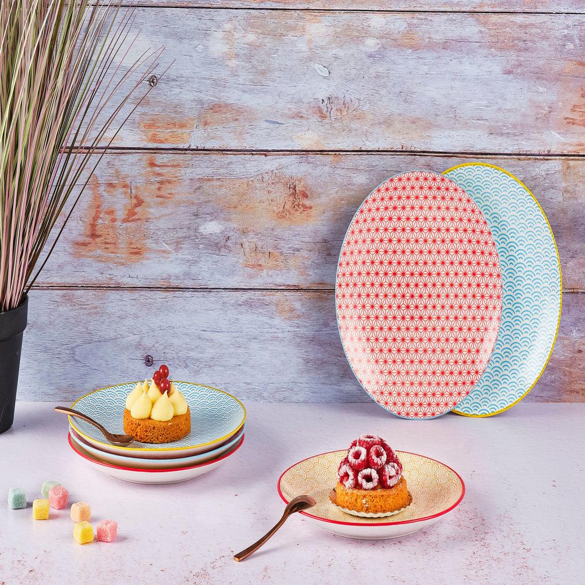 Voir la diapositive 2 : BJORN Assiette pattern ø21cm - 6 pièces - color