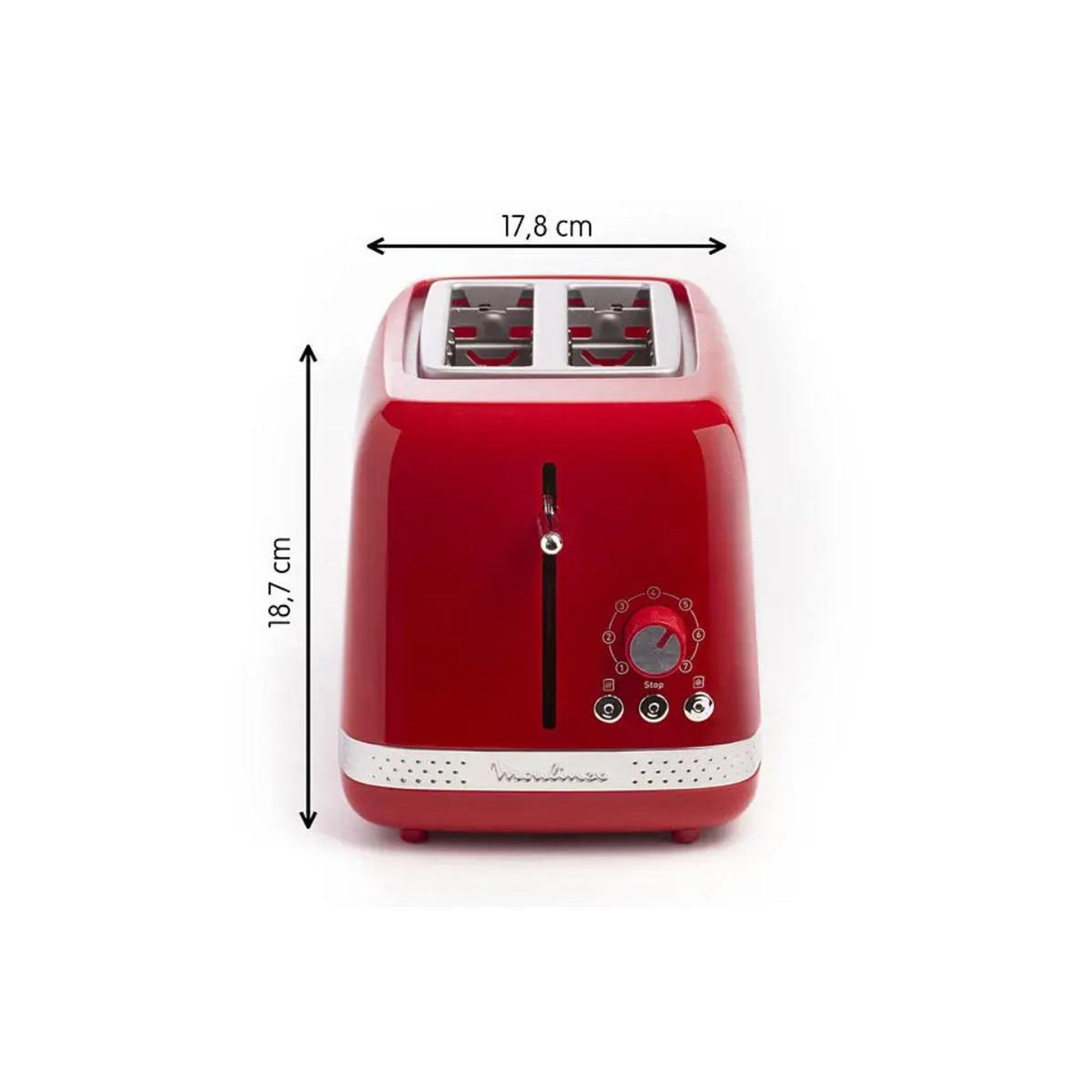 Voir la diapositive 5 : MOULINEX Grille-pain 2 fentes 850w rouge - lt300510