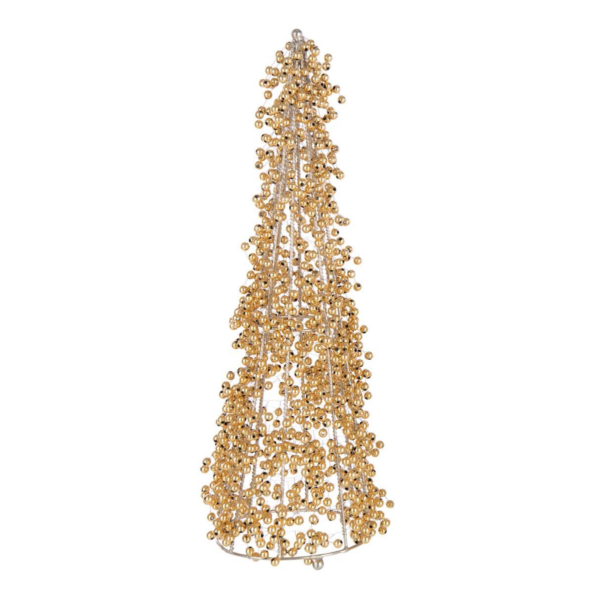 J-LINE Cône déco design  perles  40cm doré