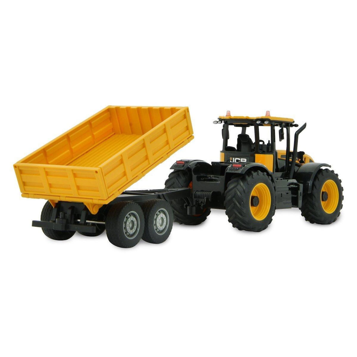 Jamara Voiture télécommandée JCB Fastrac Tracteur avec remorque basculante 2,4GHz