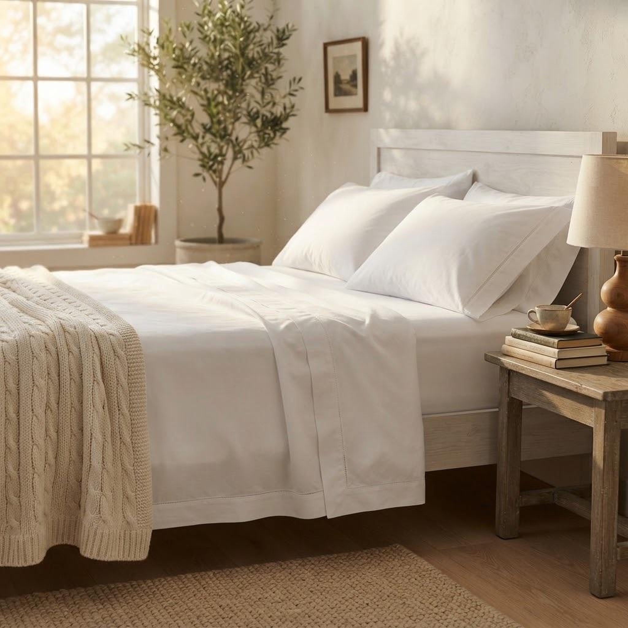 Voir la diapositive 2 : Eden Drap plat en percale de coton confort