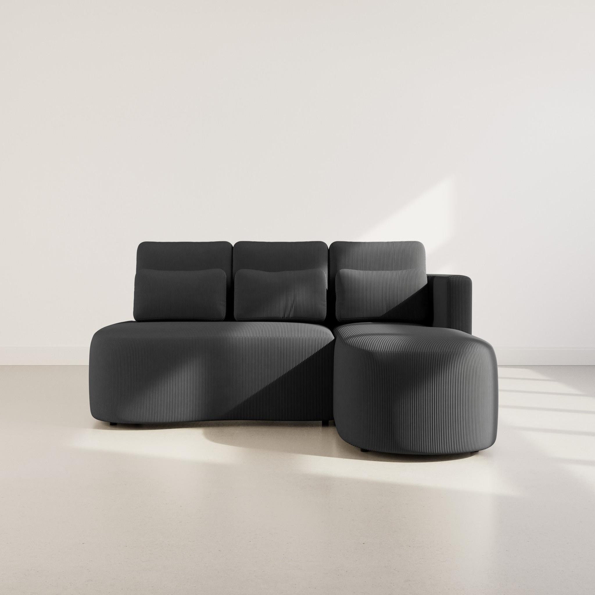 Voir la diapositive 5 : BEST MOBILIER Mahina - canapé d'angle droit 4 places convertible avec coffre en velours côtelé