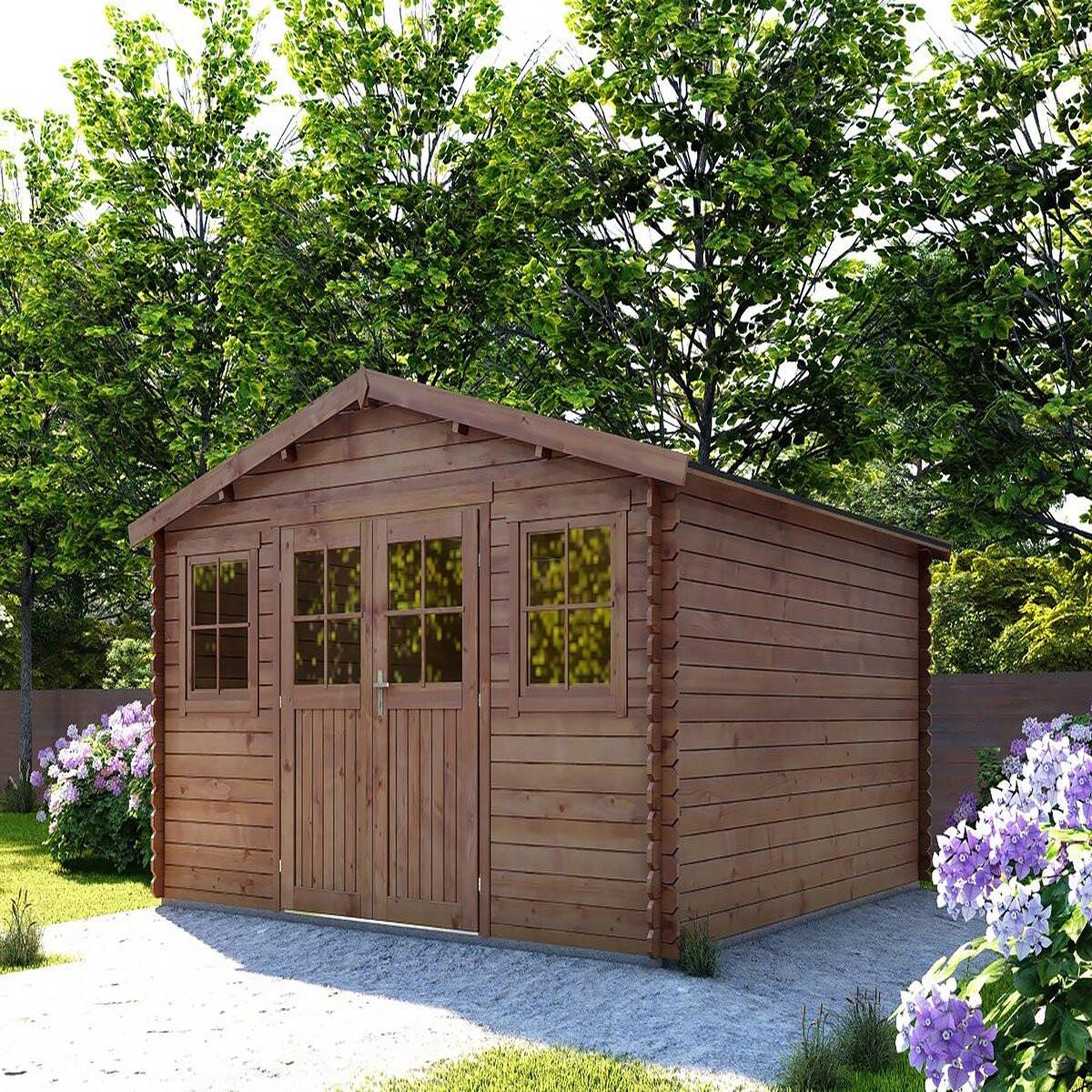 Voir la diapositive 2 : Habitat et Jardin Abri de jardin bois traité autoclave marron  lormont  - 21,2 m² - 28 mm
