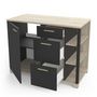 Voir la diapositive 2 : Meuble de cuisine bas 1 porte 3  tiroirs 3 niches style industriel L120cm MARKET