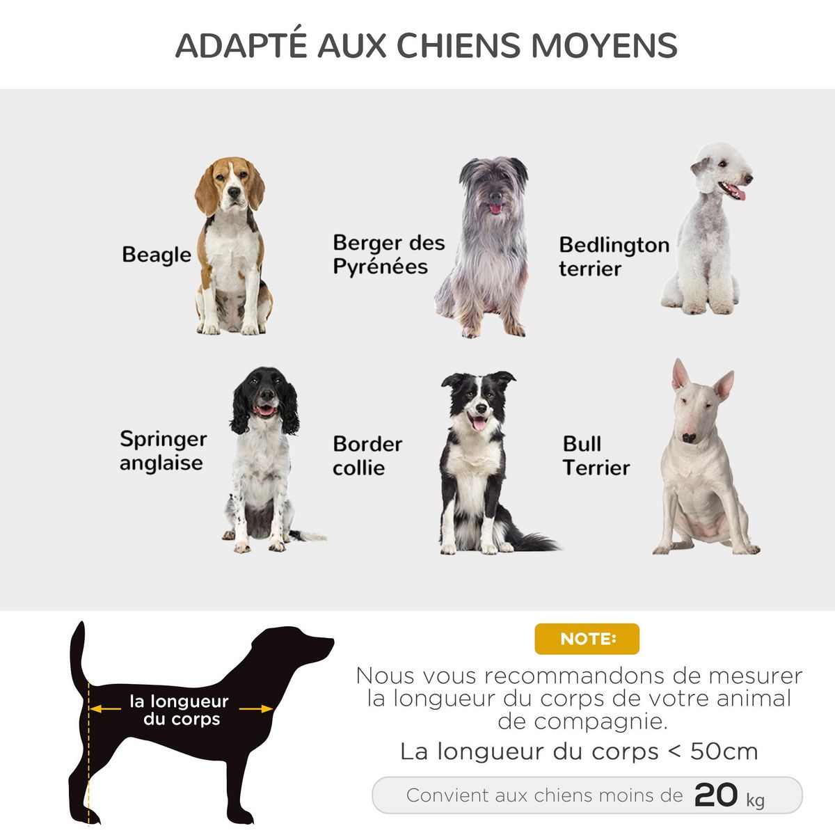 PAWHUT Lit pour chien chat sur pieds tissu oxford textilène micro-perforé 76L x 61l x 18H cm marron noir