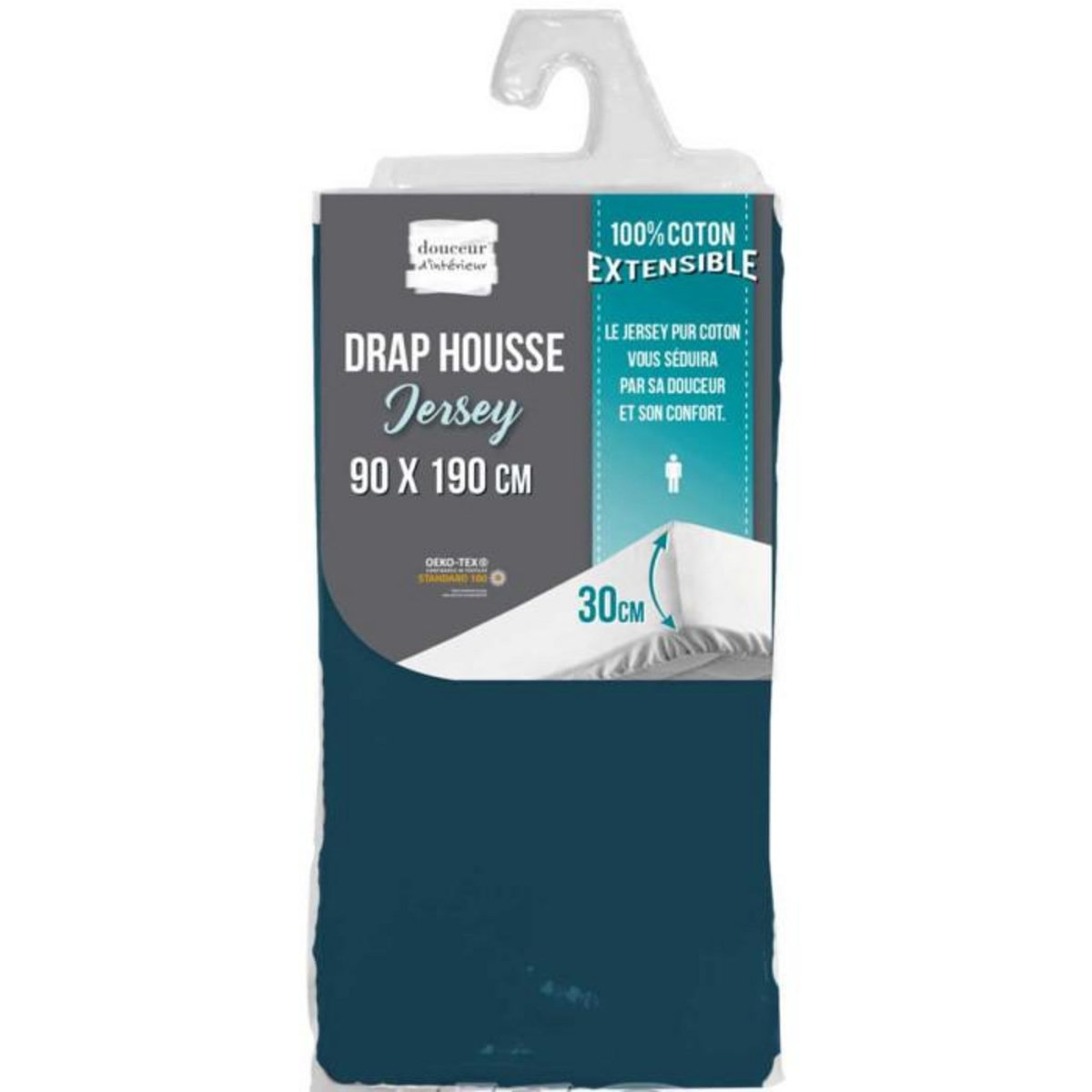 Paris Prix Drap Housse  Jersy  90x190cm Bleu Nuit