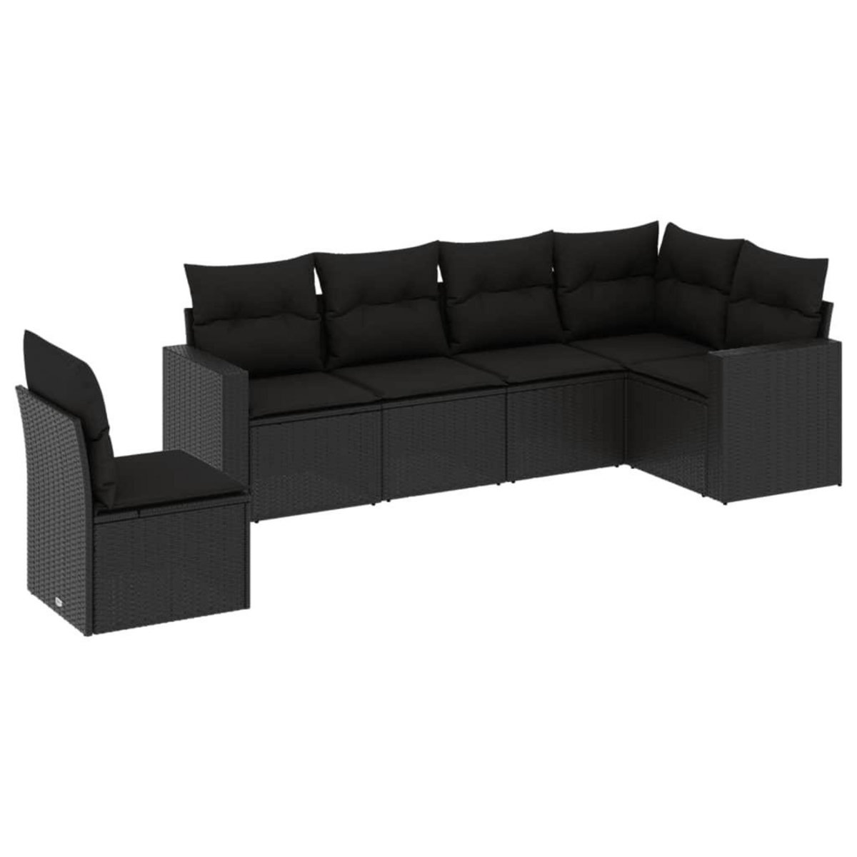 VIDAXL Salon de jardin 6 pcs avec coussins noir resine tressee