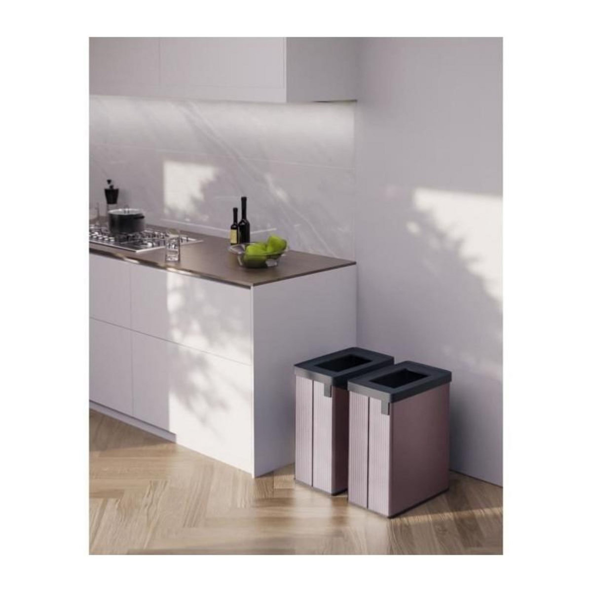 CURVER Poubelle de tri - VERTO - CURVER - 54 L - Rose perle