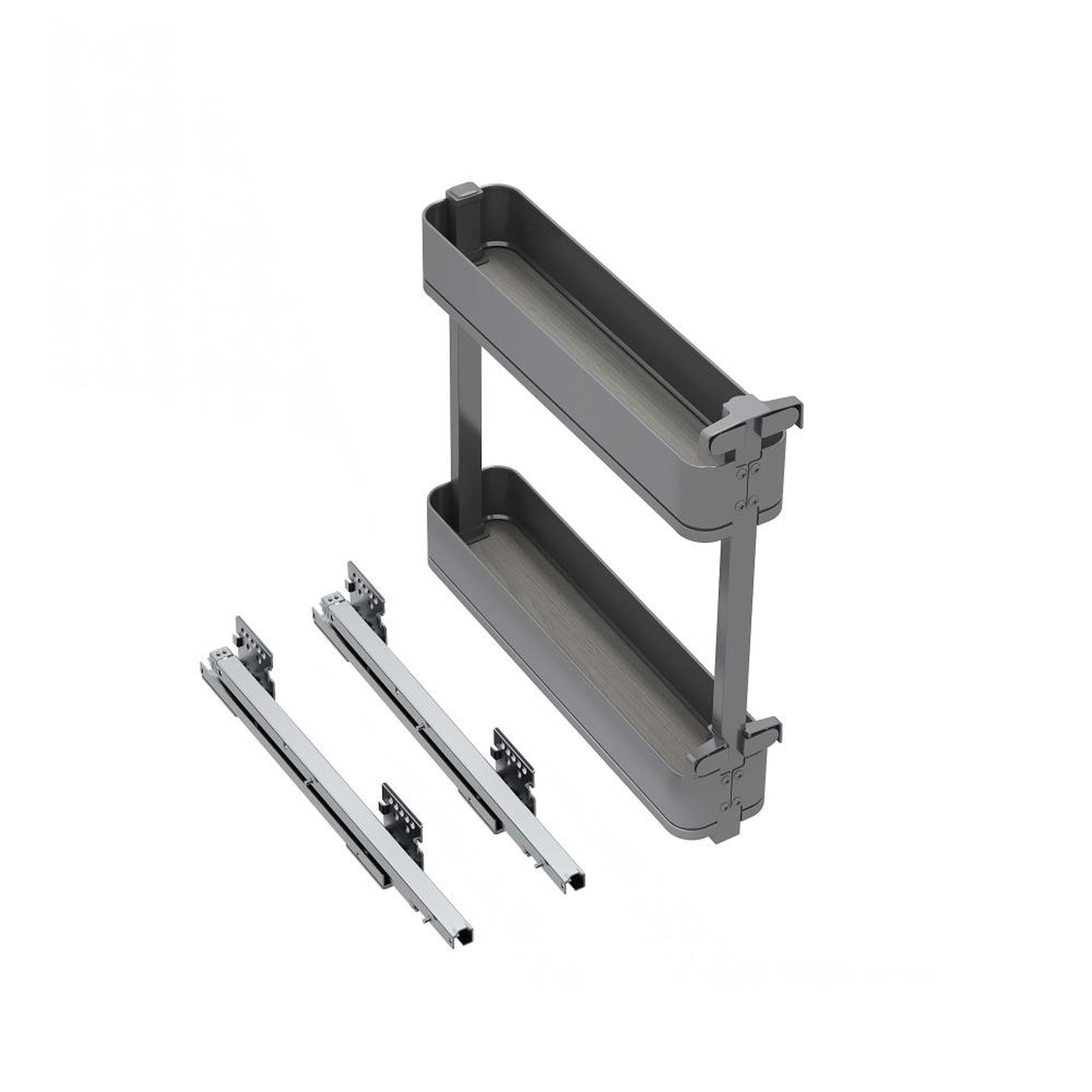 EMUCA SRL Porte-bouteilles latéral extractible Harmony avec fermeture amortie -  Module largeur 150mm hauteur 700mm -  Acier et Bois -  Gris anthracite