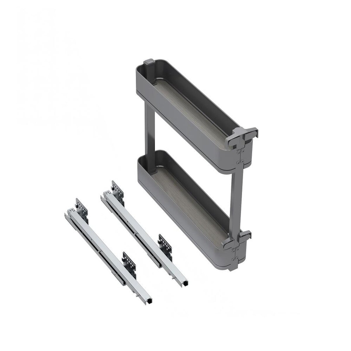 EMUCA SRL Porte-bouteilles latéral extractible Harmony avec fermeture amortie -  Module largeur 150mm hauteur 700mm -  Acier et Bois -  Gris anthracite