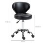 HOMCOM HOMCOM Tabouret de massage - tabouret de travail pivotant 360° - assise réglable 49-64H cm, dossier ergonomique - métal chromé revêtement synthétique noir