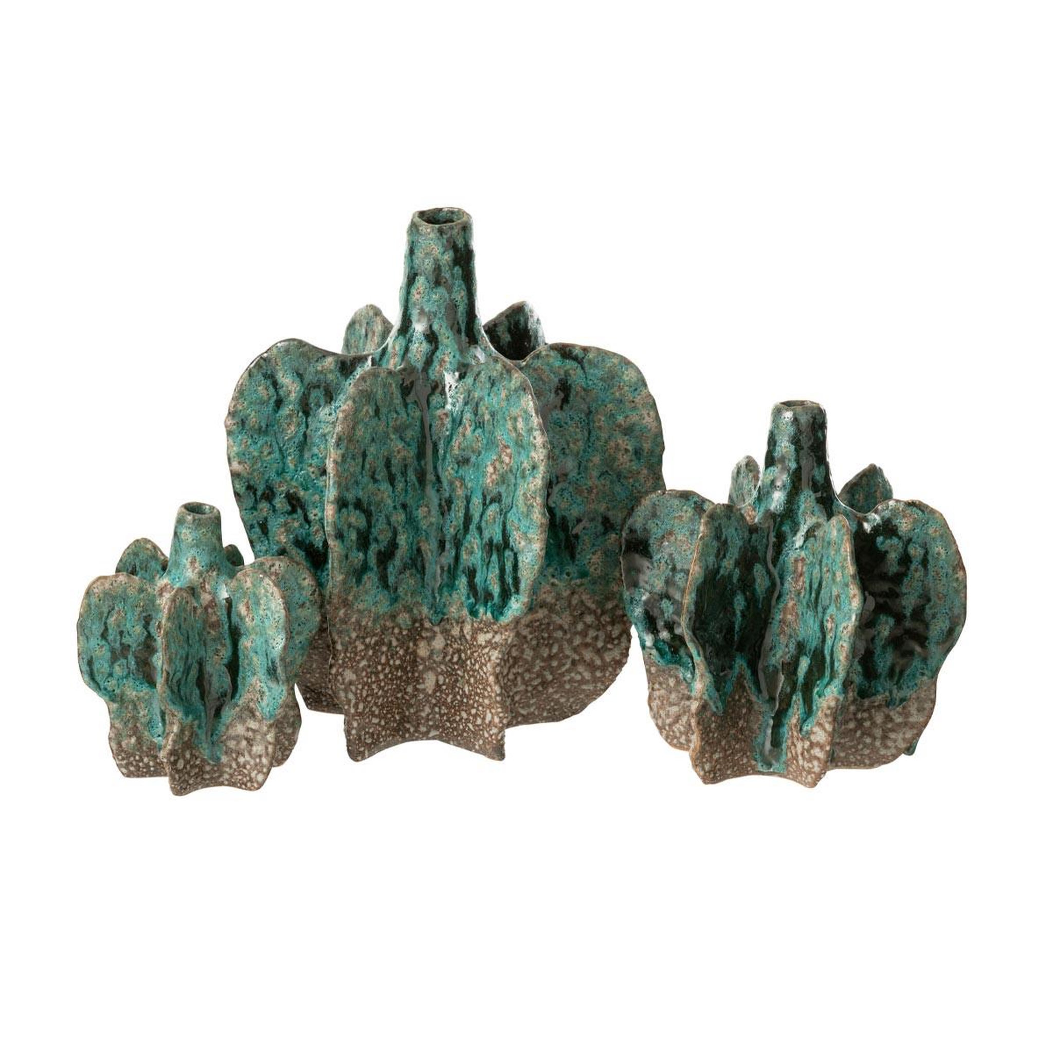 Voir la diapositive 2 : J-LINE Vase déco en céramique  naga  20cm bleu azur