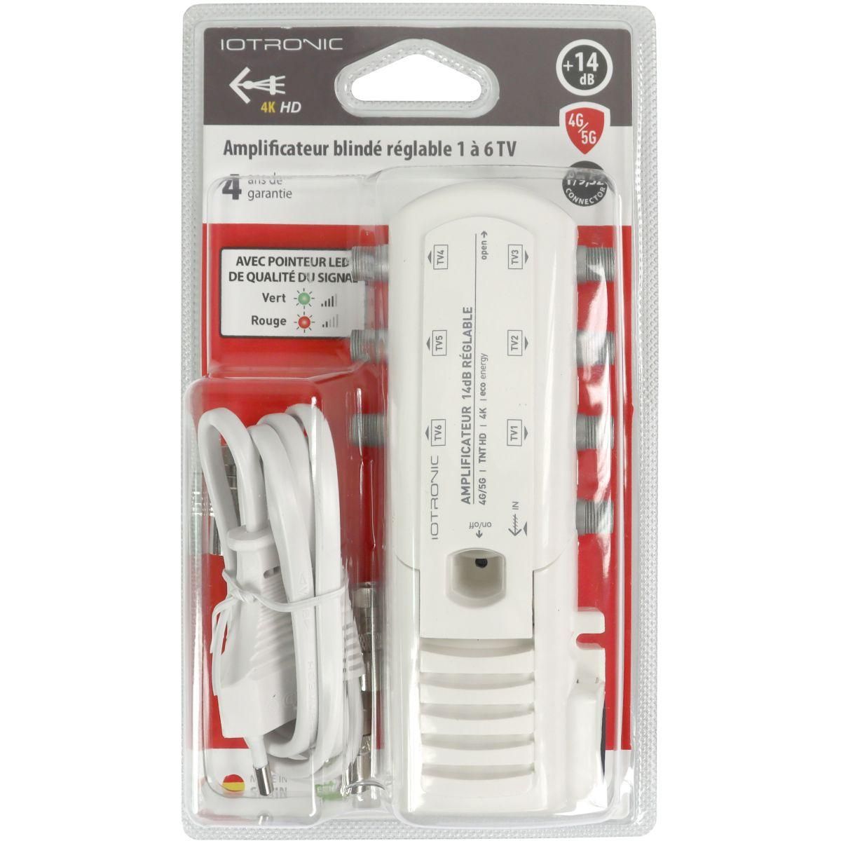 TELEVES Amplificateur TV intérieur 6 TV 14db réglable avec LED