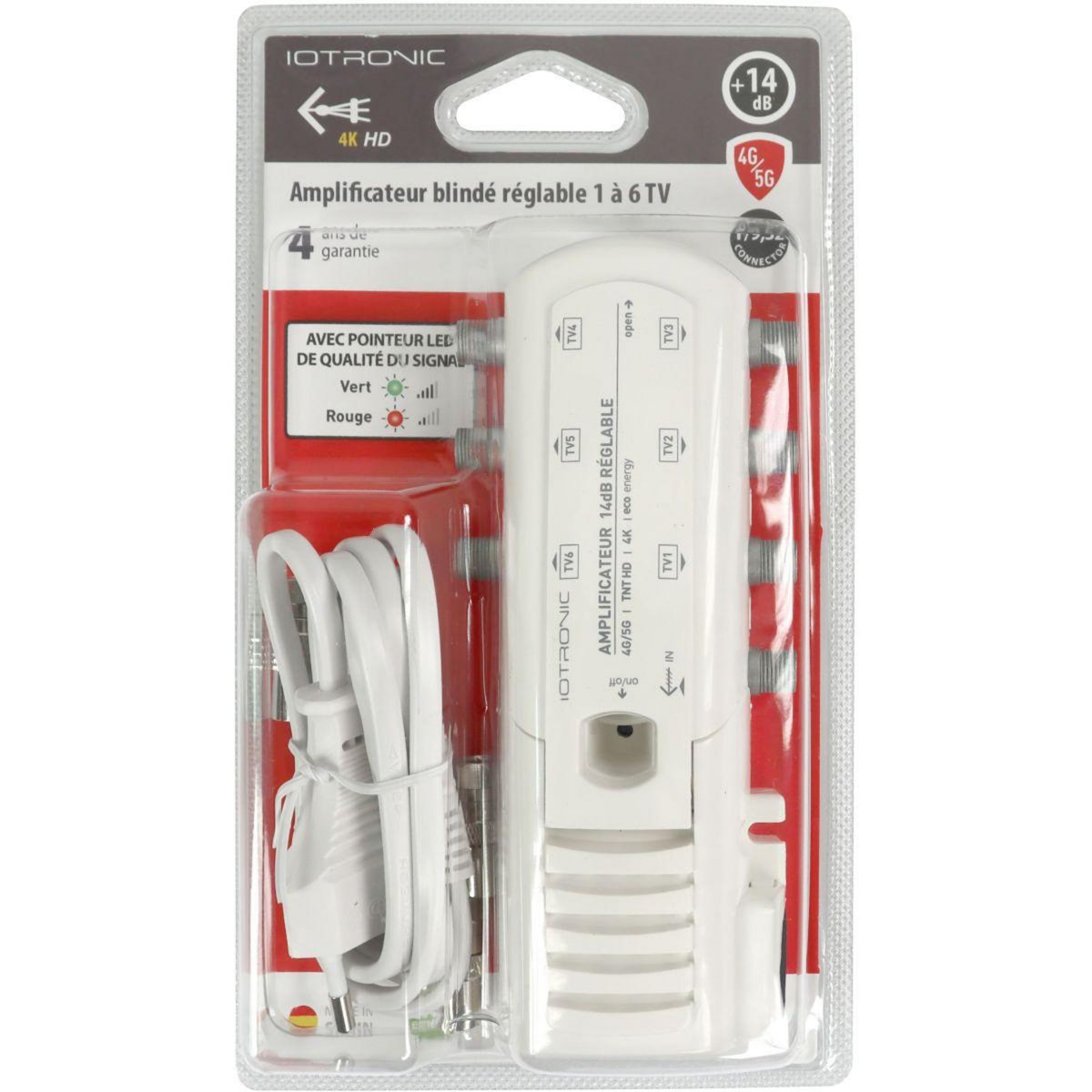 TELEVES Amplificateur TV intérieur 6 TV 14db réglable avec LED