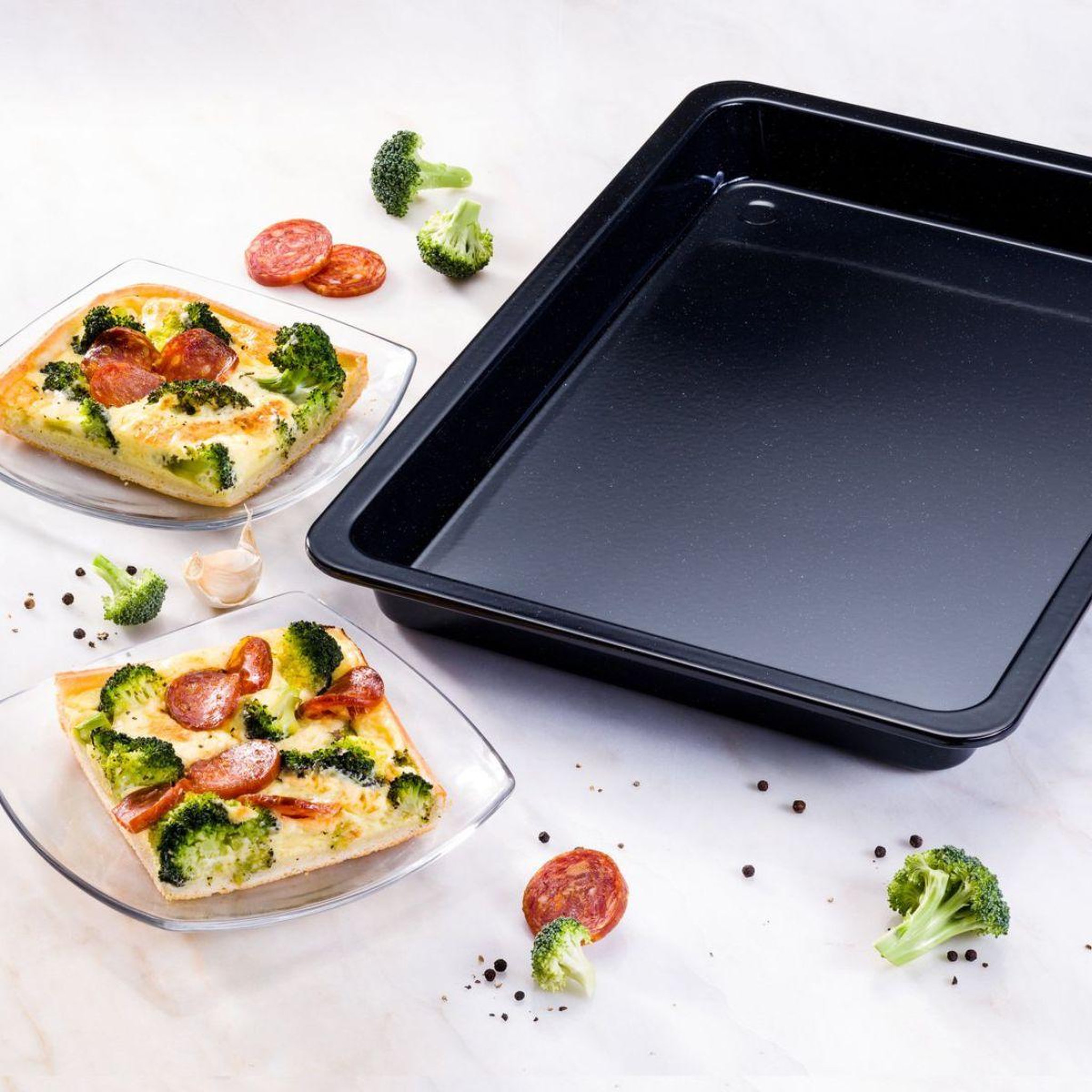 Voir la diapositive 3 : DR.OETKER Plat à four bords hauts 40 x 34 cm et plaque de cuisson 42 x 29 cm Dr. Oetker Back-Idee Kreativ