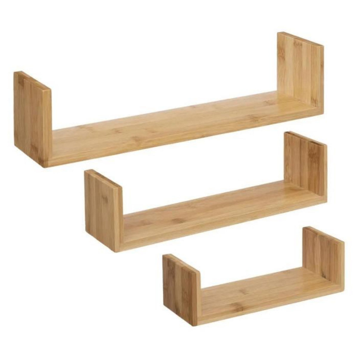 FIVE Lot de 3 Étagères Murales  Fixy  42cm Bambou