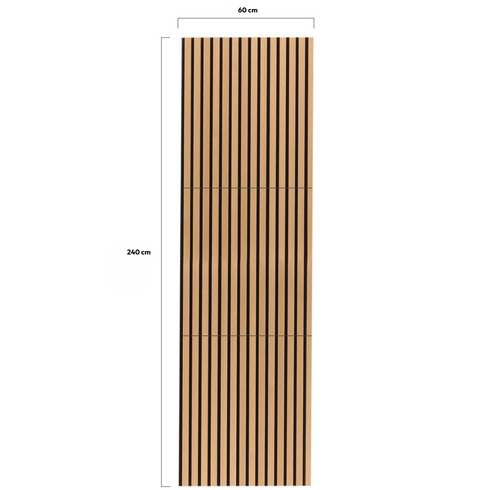Voir la diapositive 6 : ID MARKET Panneaux acoustiques en tasseaux de bois 240 x 60 cm effet chêne clair et noir