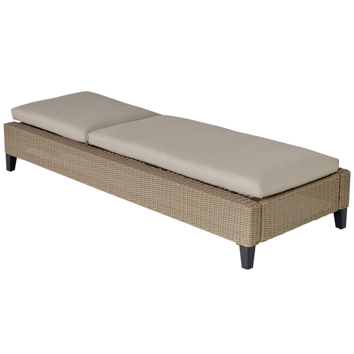 OUTSUNNY Bain de soleil transat grand confort matelas inclinaison réglable multipositions résine tressée beige