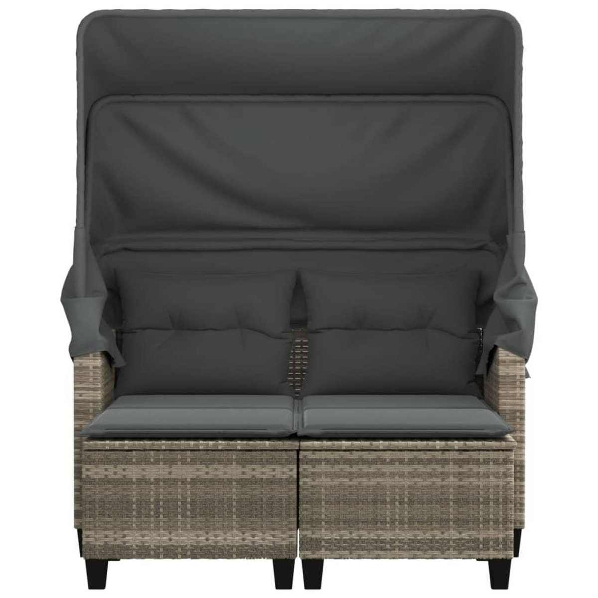 VIDAXL Canape de jardin 2 places et auvent tabourets gris clair rotin