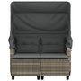 Voir la diapositive 5 : VIDAXL Canape de jardin 2 places et auvent tabourets gris clair rotin