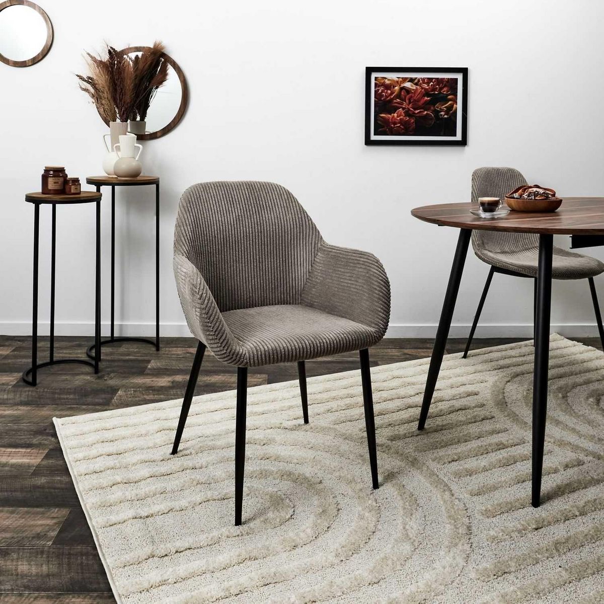 The Home Deco Factory Lot de 2 fauteuils en tissu côtelé DRAMMEN