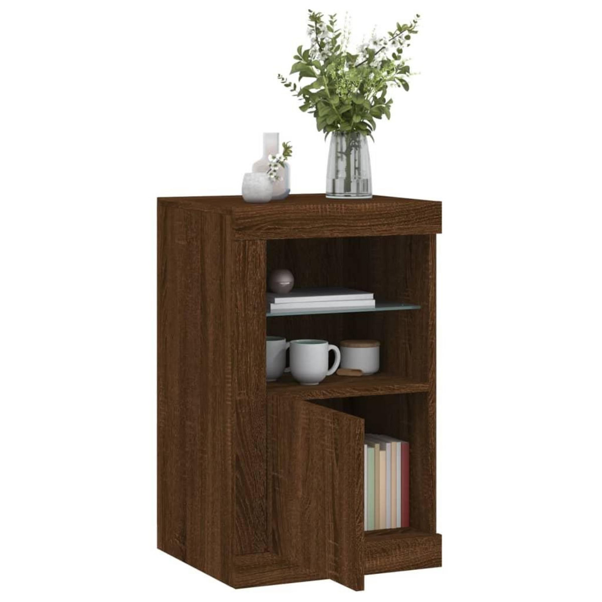 VIDAXL Armoire laterale avec lumieres LED chene marron bois ingenierie