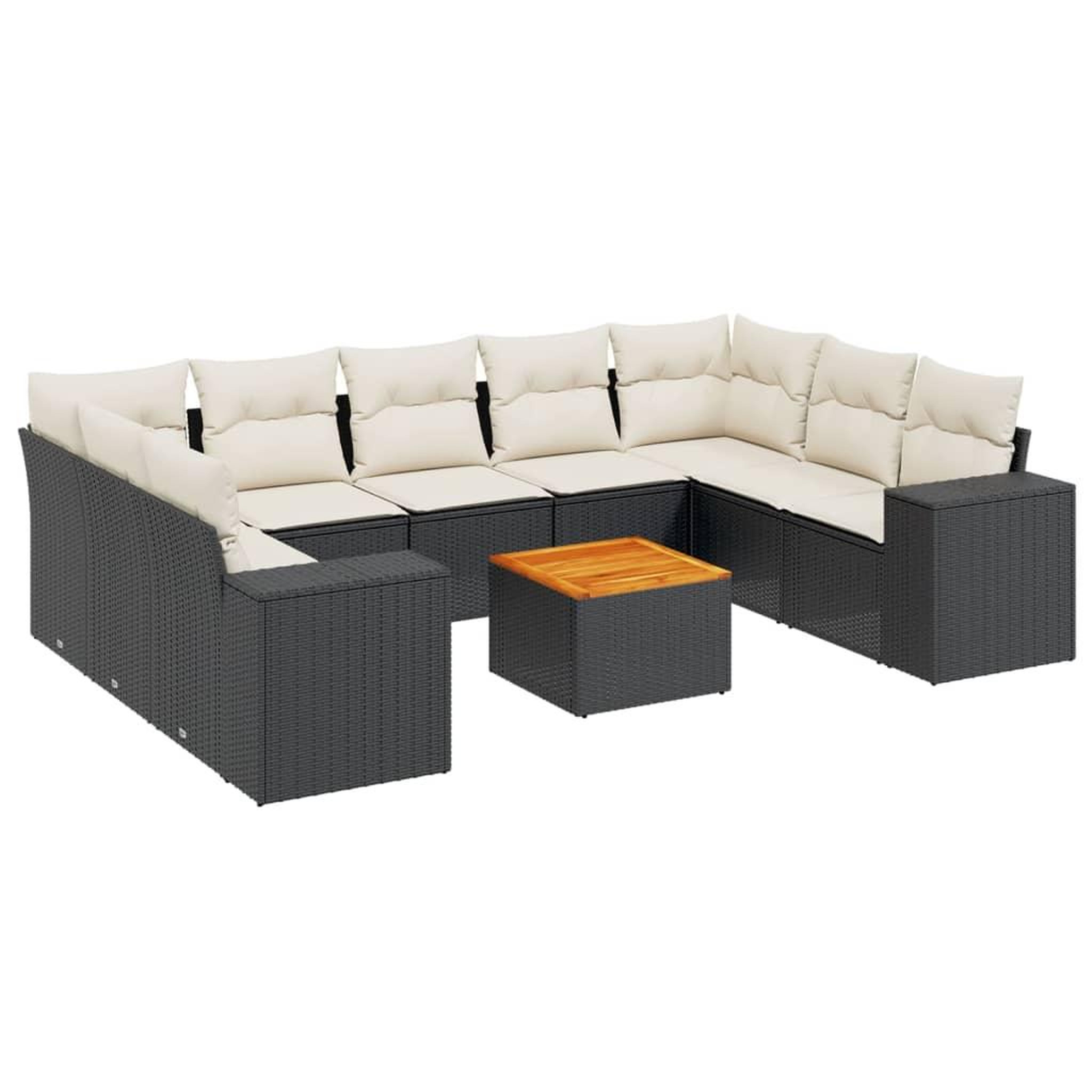 Voir la diapositive 2 : VIDAXL Salon de jardin 10 pcs avec coussins noir resine tressee