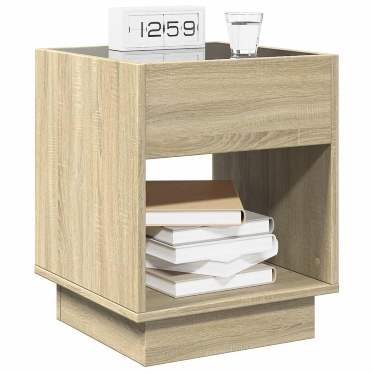 VIDAXL Table de chevet avec LED infini chene sonoma 40x40x50 cm