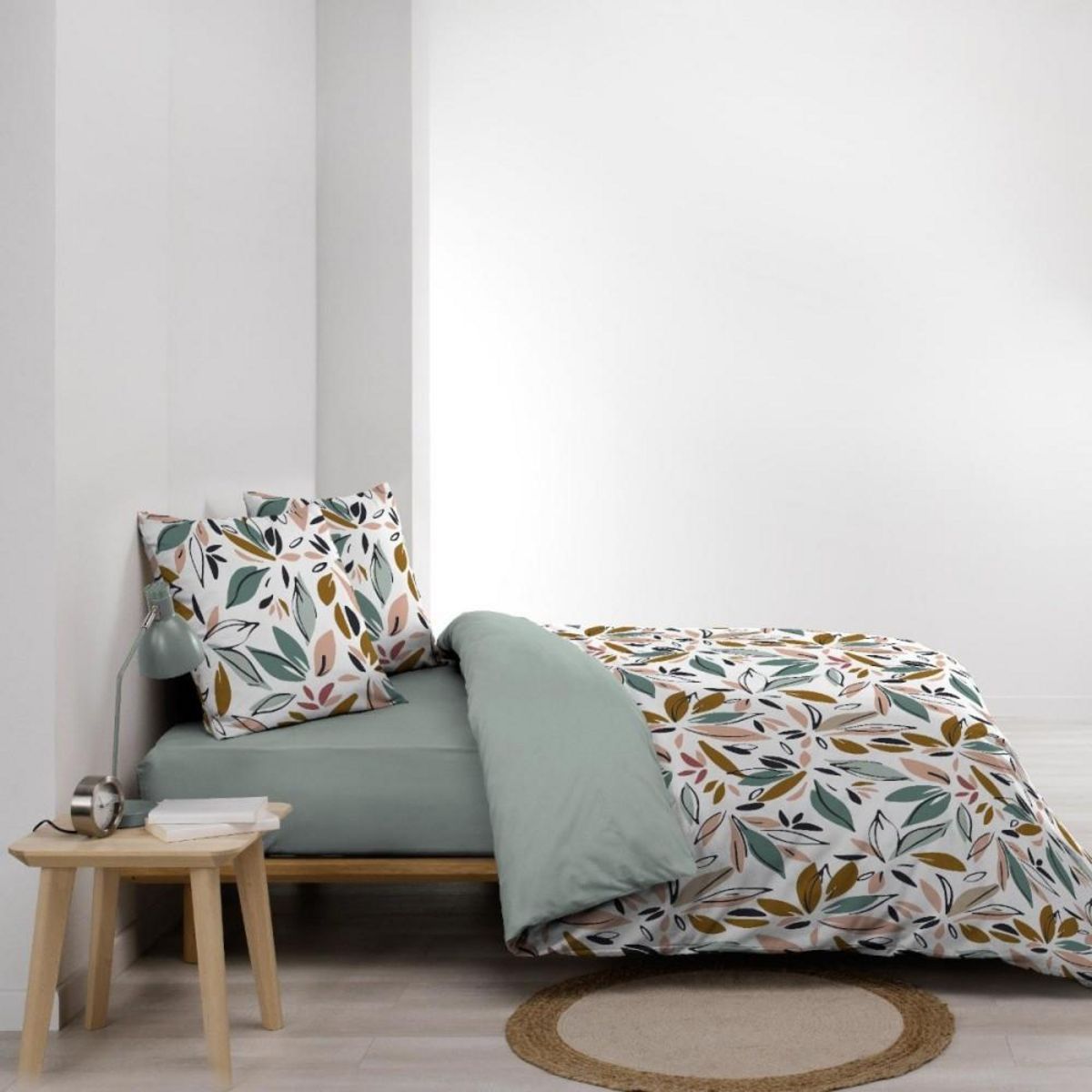 Douceur d'Intérieur Housse de couette 240x220 + 2 taies imprimées feuillages