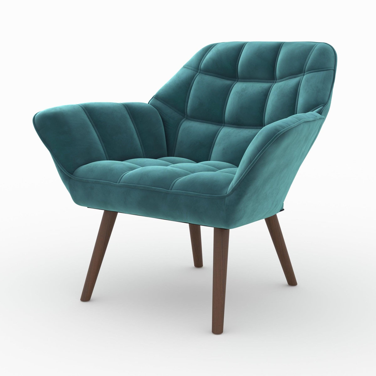Rendez vous déco Fauteuil en velours bleu canard-Simba