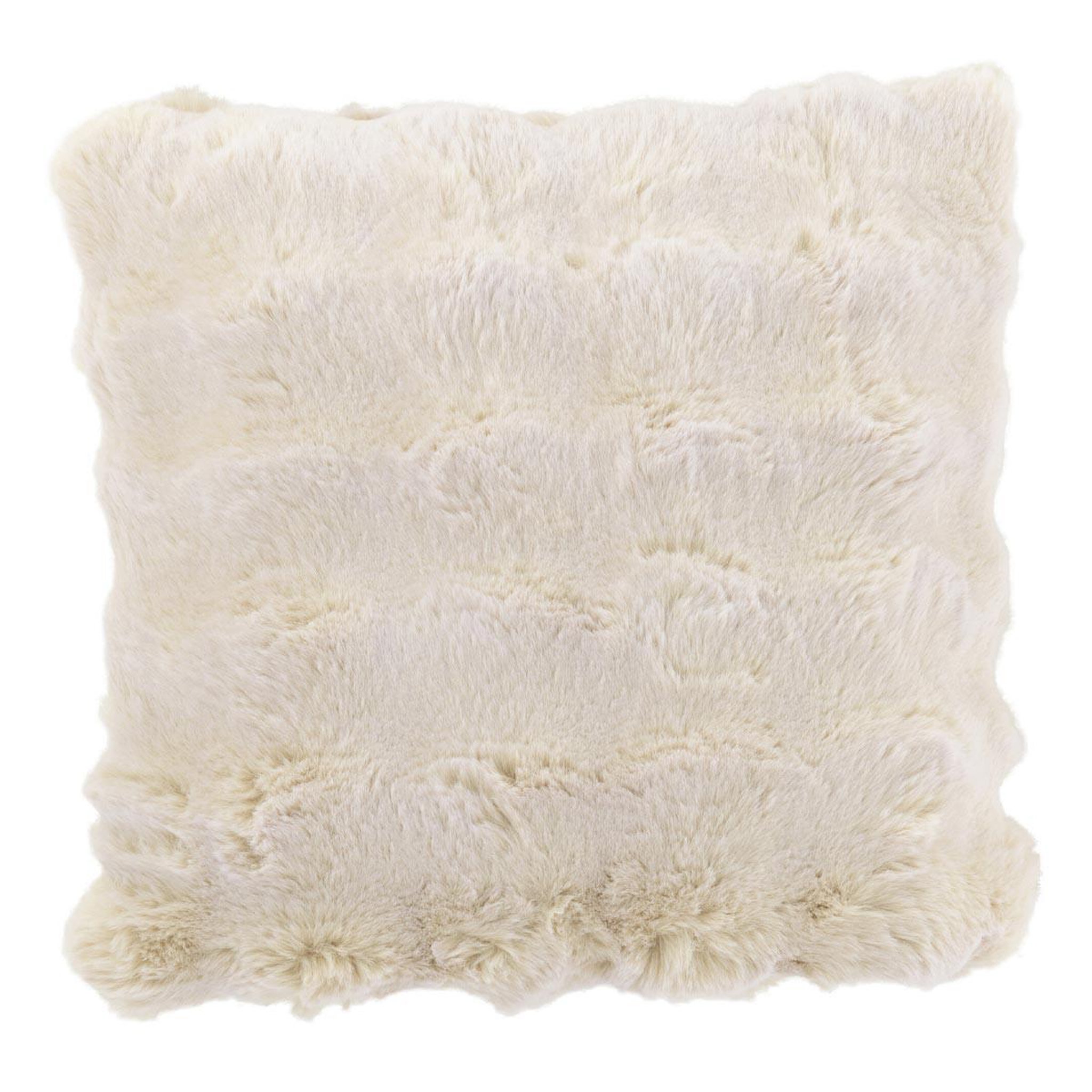 J-LINE Coussin déco uni  wave  45x45cm ivoire