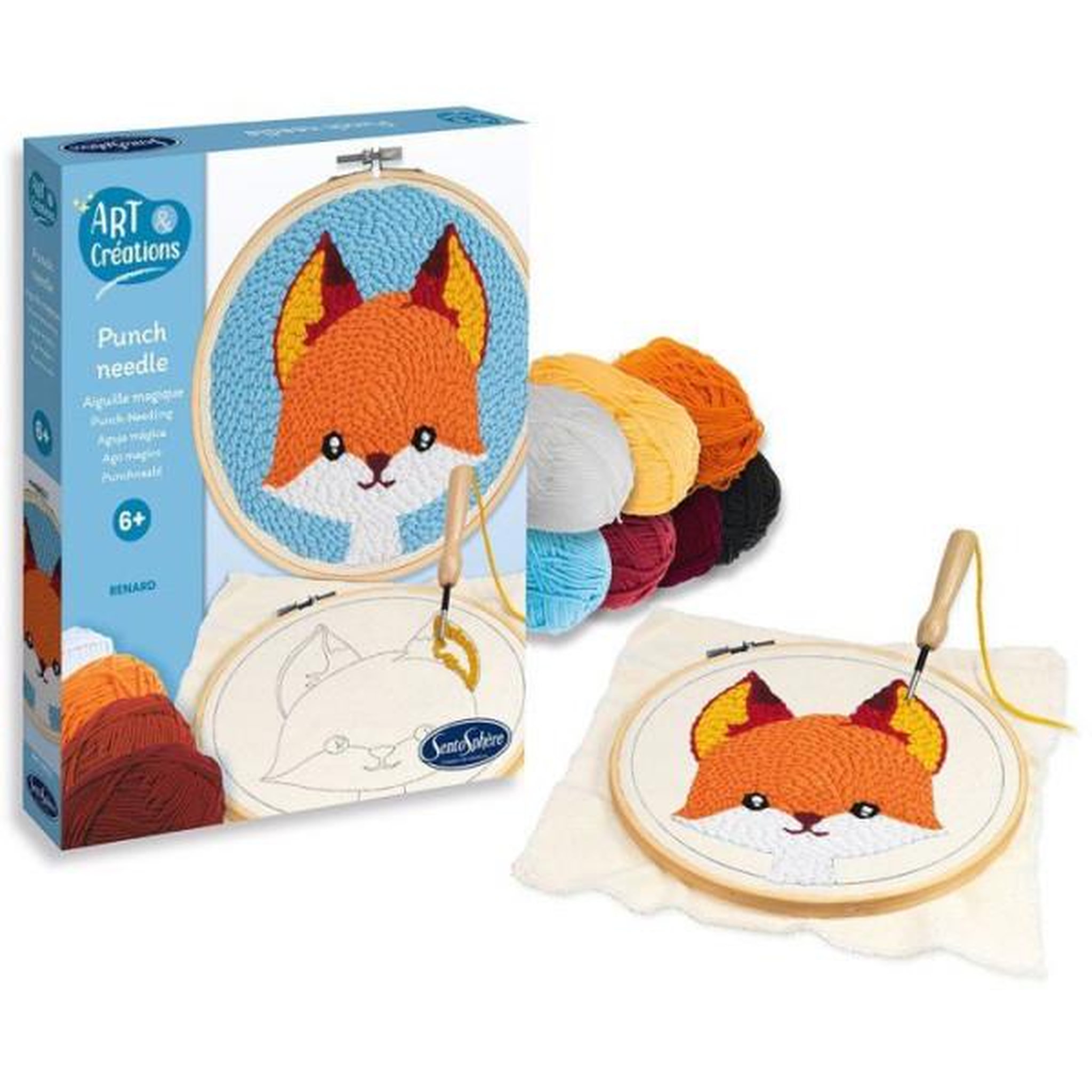Voir la diapositive 2 : Sentosphere Broderie aiguille magique - SENTOSPHERE - Art & Créations - Punch Needle - Renard - Initiation au crochet - Des 6 ans