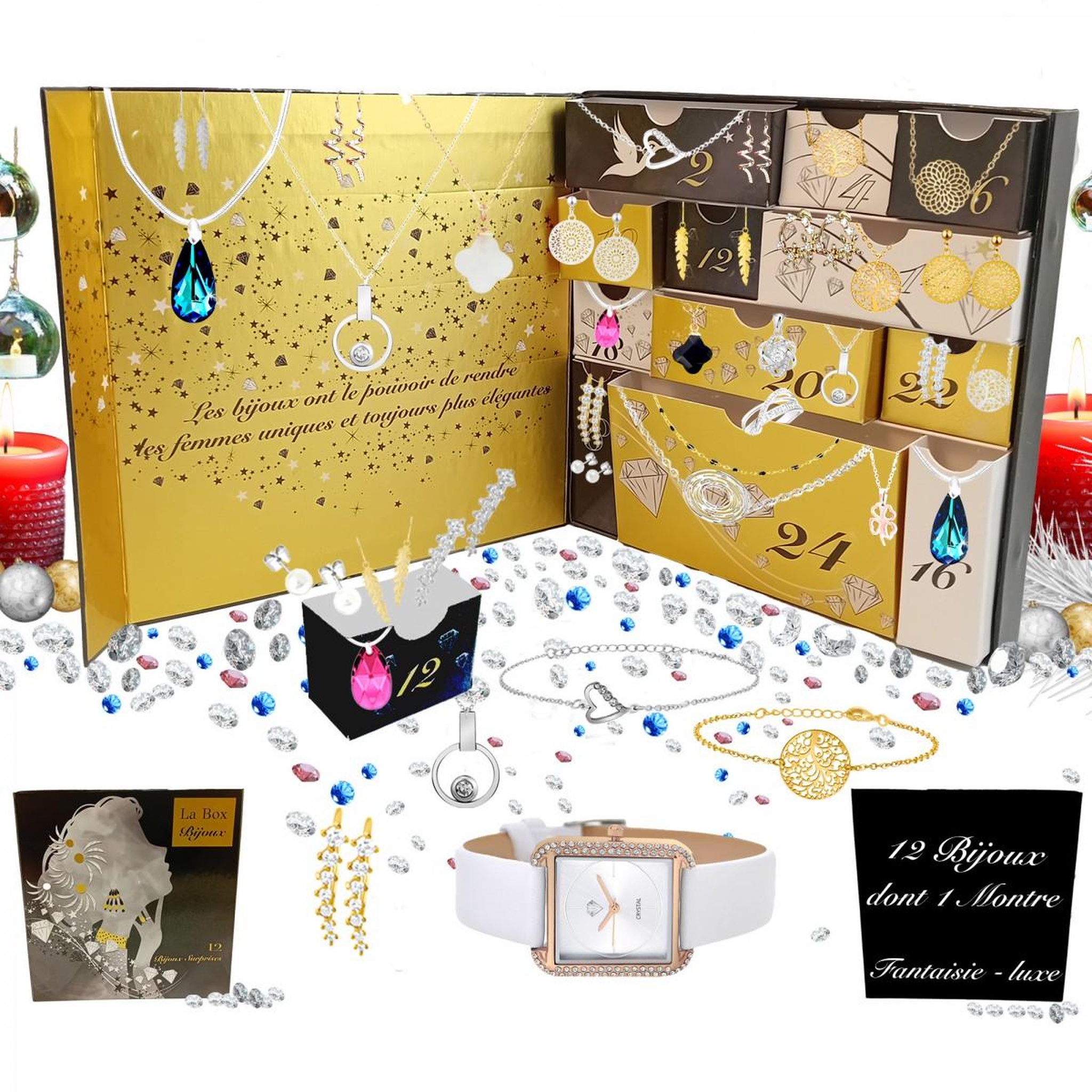 Voir la diapositive 1 : SC CRYSTAL Calendrier de l'avent SC Crystal - 11 bijoux et 1 montre