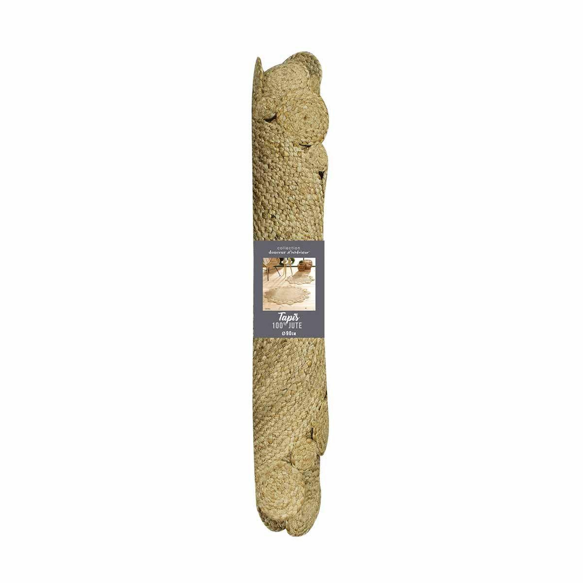 Voir la diapositive 4 : Douceur d'Intérieur Tapis déco rond en jute  cordou  90cm naturel