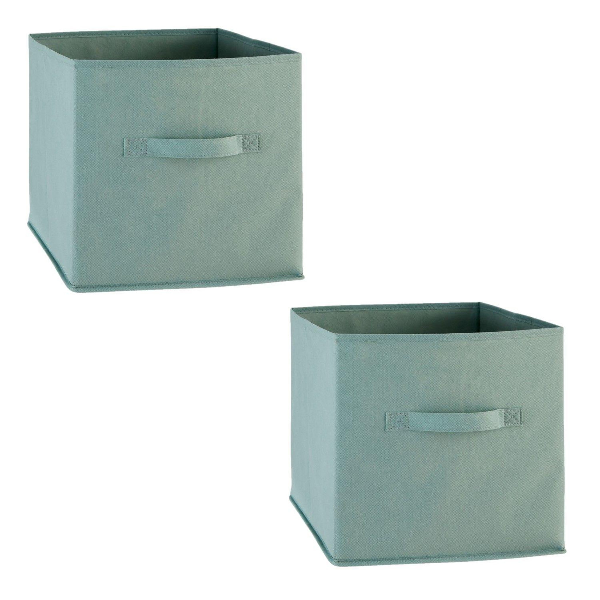 FIVE Lot de 2 boîtes de rangement en tissu MIX N' MODUL - L. 31 x l. 31 x H. 31 cm - Vert céladon