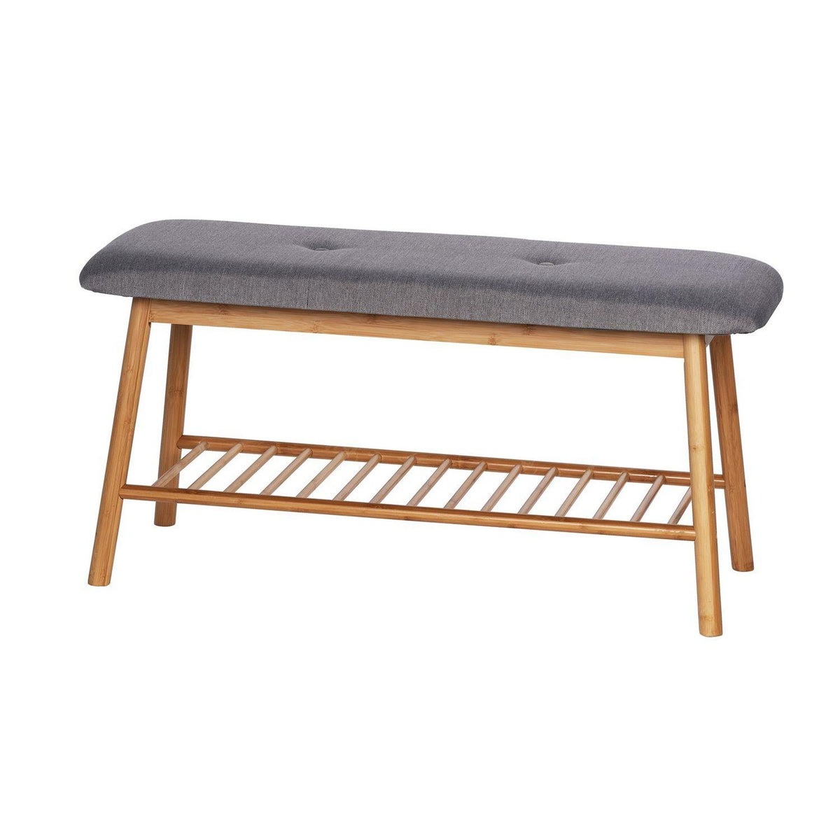 Wenko Banc d'entrée pour chaussures en bambou Bahari - L. 90 x H. 45 cm - Gris