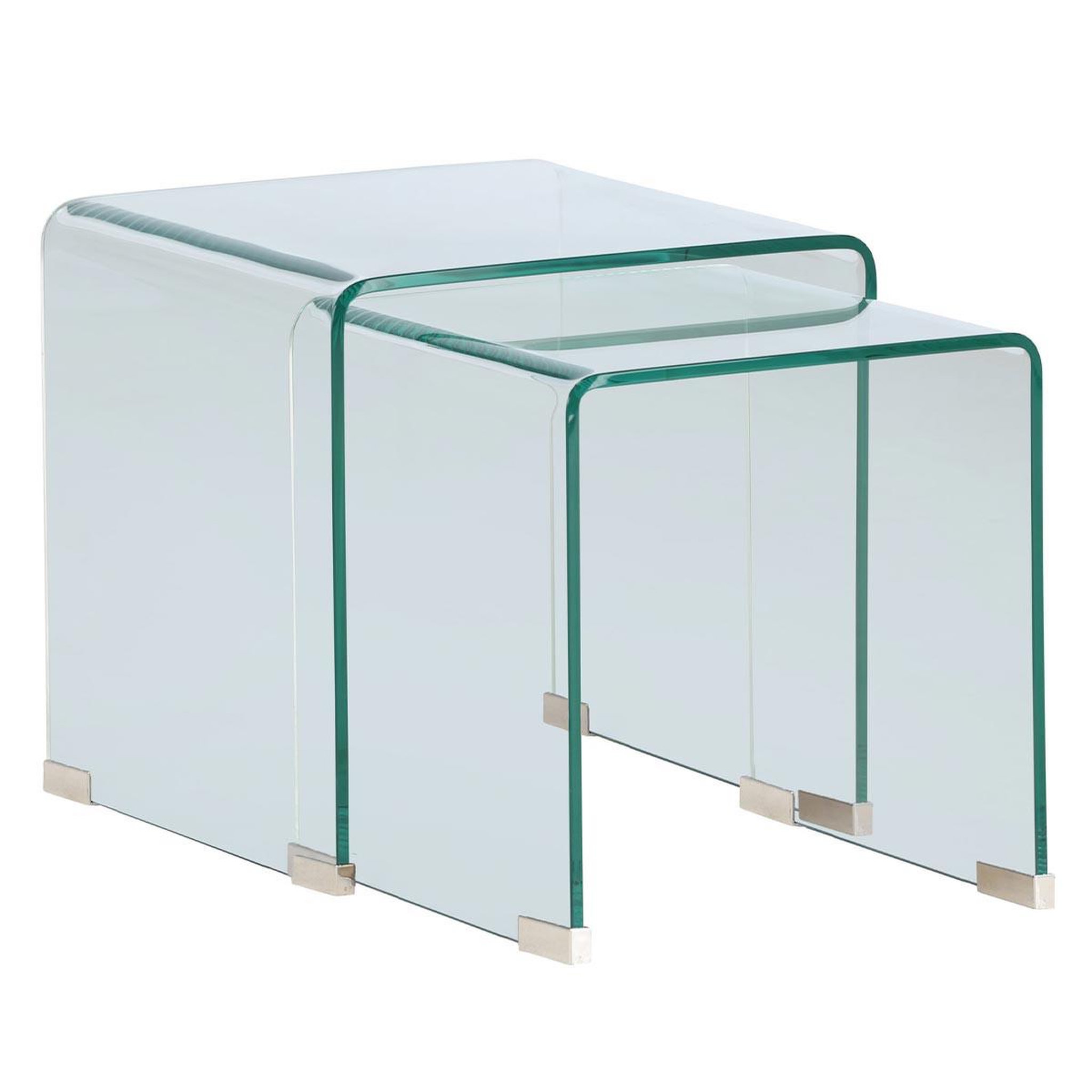 Paris Prix Lot de 2 tables d'appoint en verre  telemark  42cm transparent