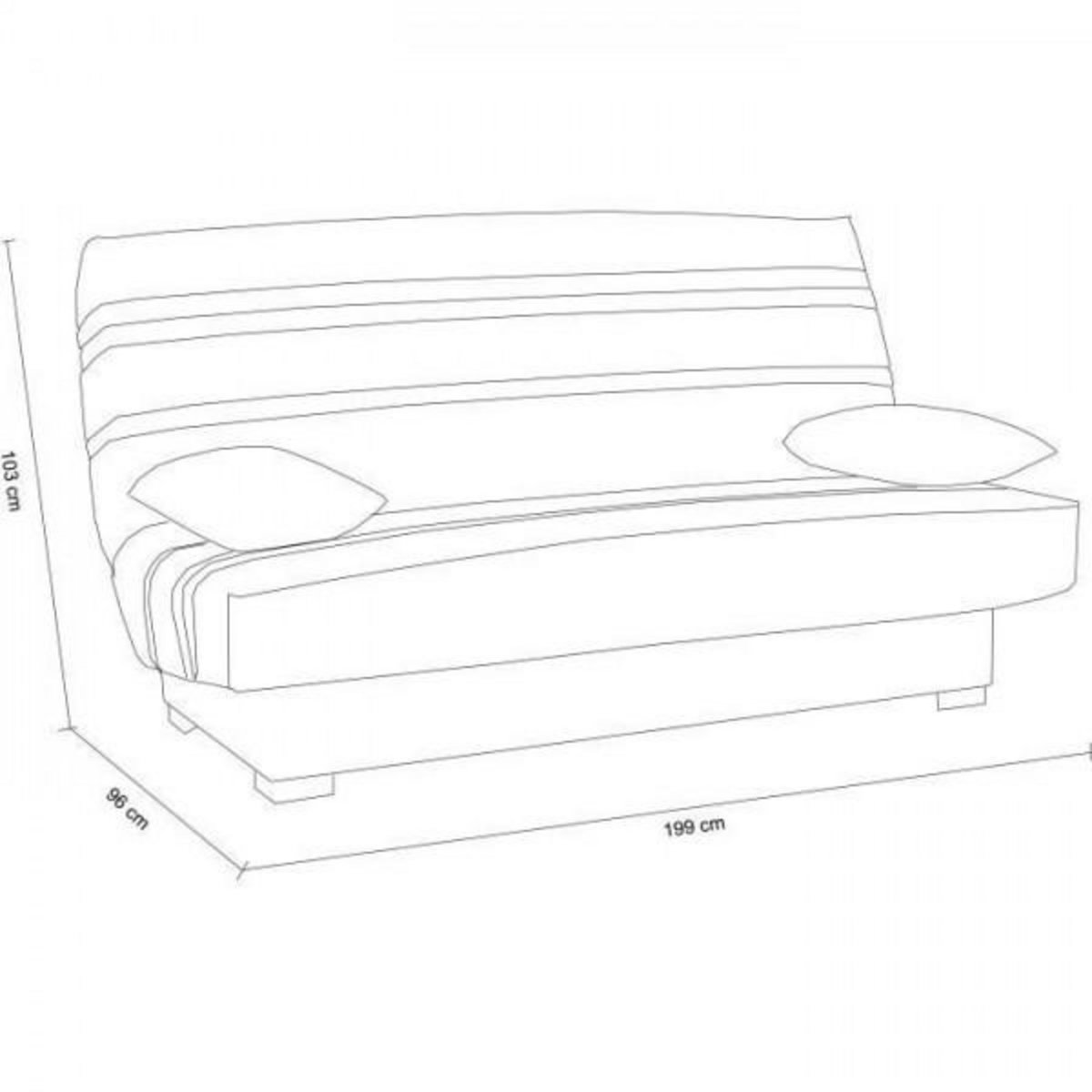 MARKET24 Banquette clic clac 3 places - Matelas 17 cm - Tissu gris clair - L199 x P96 x H103 cm - CHLoe