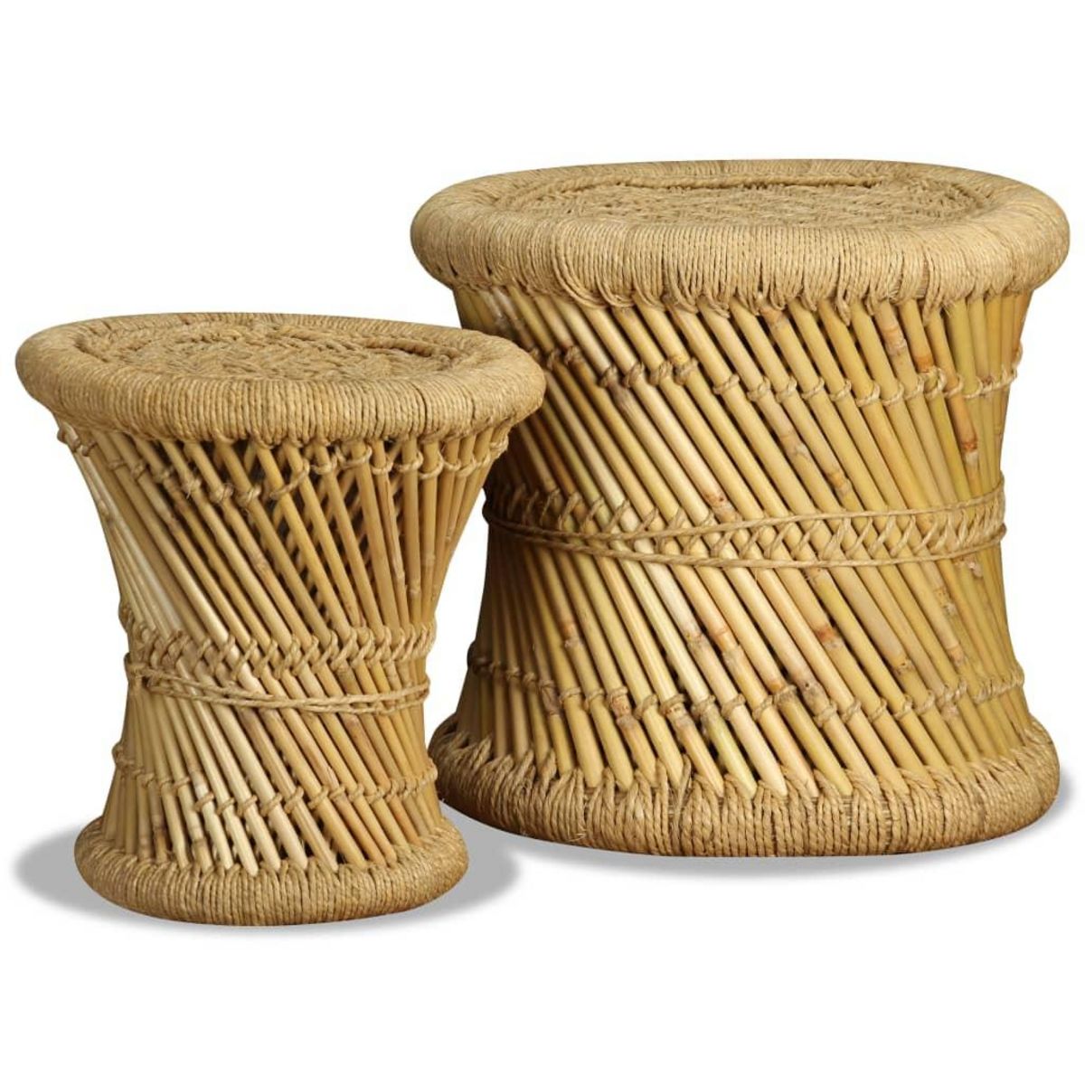 VIDAXL Tabourets lot de 2 Bambou et jute