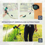 Voir la diapositive 5 : OUTSUNNY Dévidoir mural enrouleur automatique pivotant 180° tuyau 30 + 2 m avec lance arrosage 7 modes support mural intégré vert noir