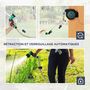 Voir la diapositive 5 : OUTSUNNY Dévidoir mural enrouleur automatique pivotant 180° tuyau 30 + 2 m avec lance arrosage 7 modes support mural intégré vert noir