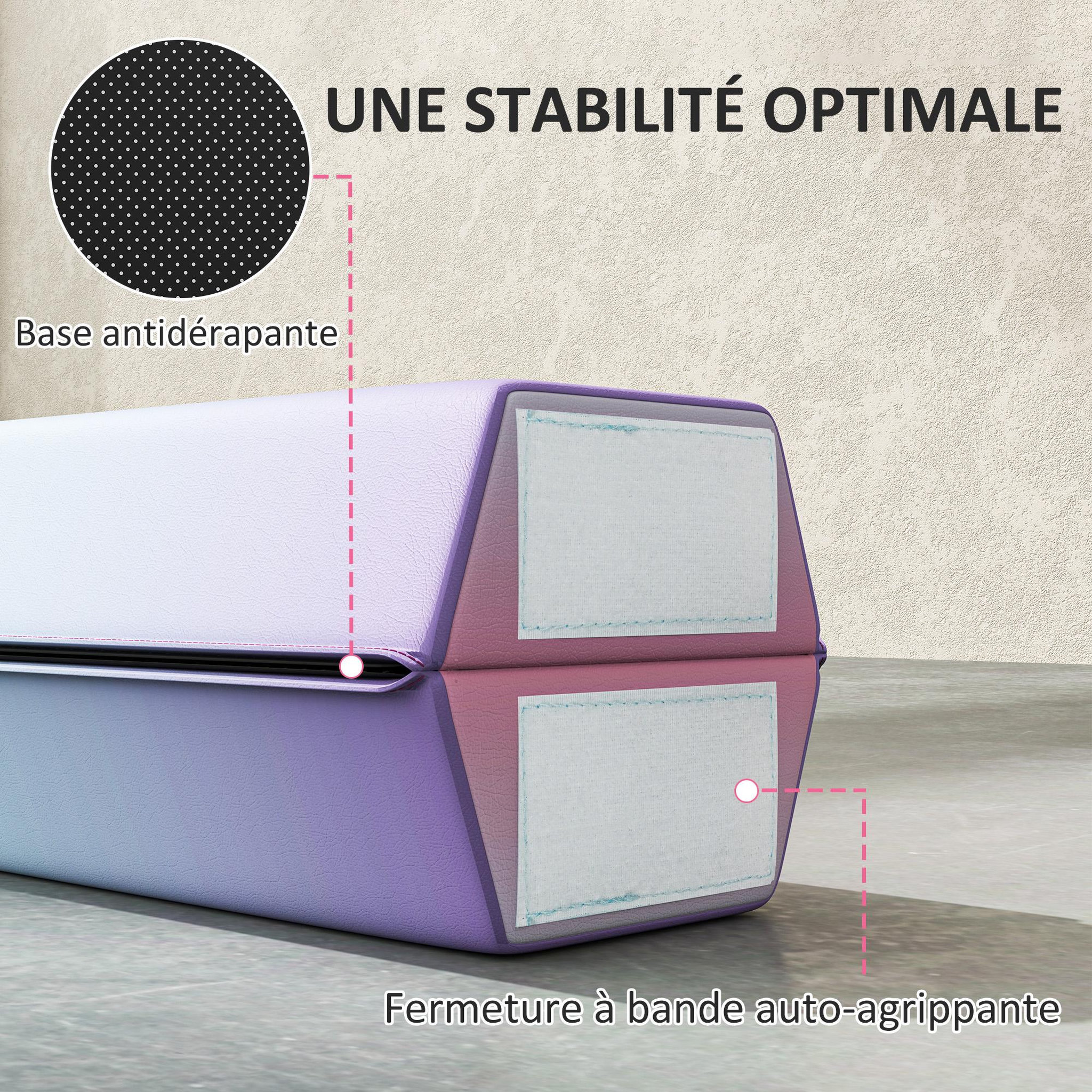 Voir la diapositive 6 : HOMCOM Poutre gymnastique pliable 236 cm - poutre d'équilibre antidérapante - revêtement PVC multicolore