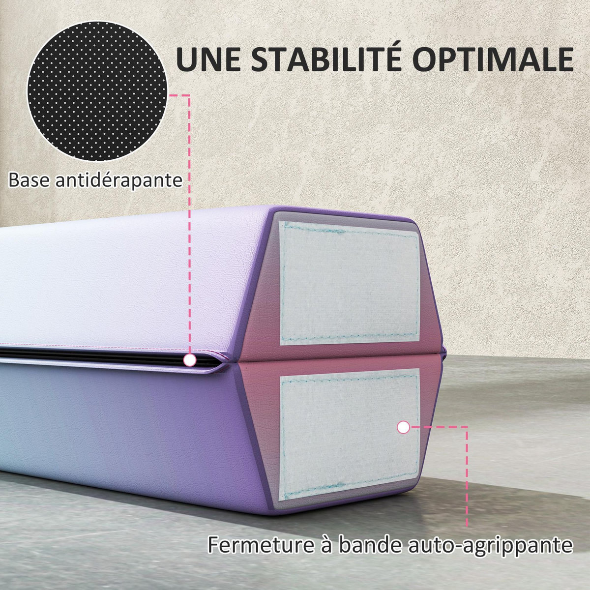 HOMCOM Poutre gymnastique pliable 236 cm - poutre d'équilibre antidérapante - revêtement PVC multicolore