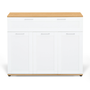 Voir la diapositive 3 : ID MARKET Buffet 100 cm VITO 3 portes et 1 tiroir blanc et plateau bois