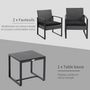 Voir la diapositive 5 : OUTSUNNY Salon de jardin 2 places 3 pièces 2 chaises avec coussins + table basse plateau verre trempé résine tressée aspect rotin noir