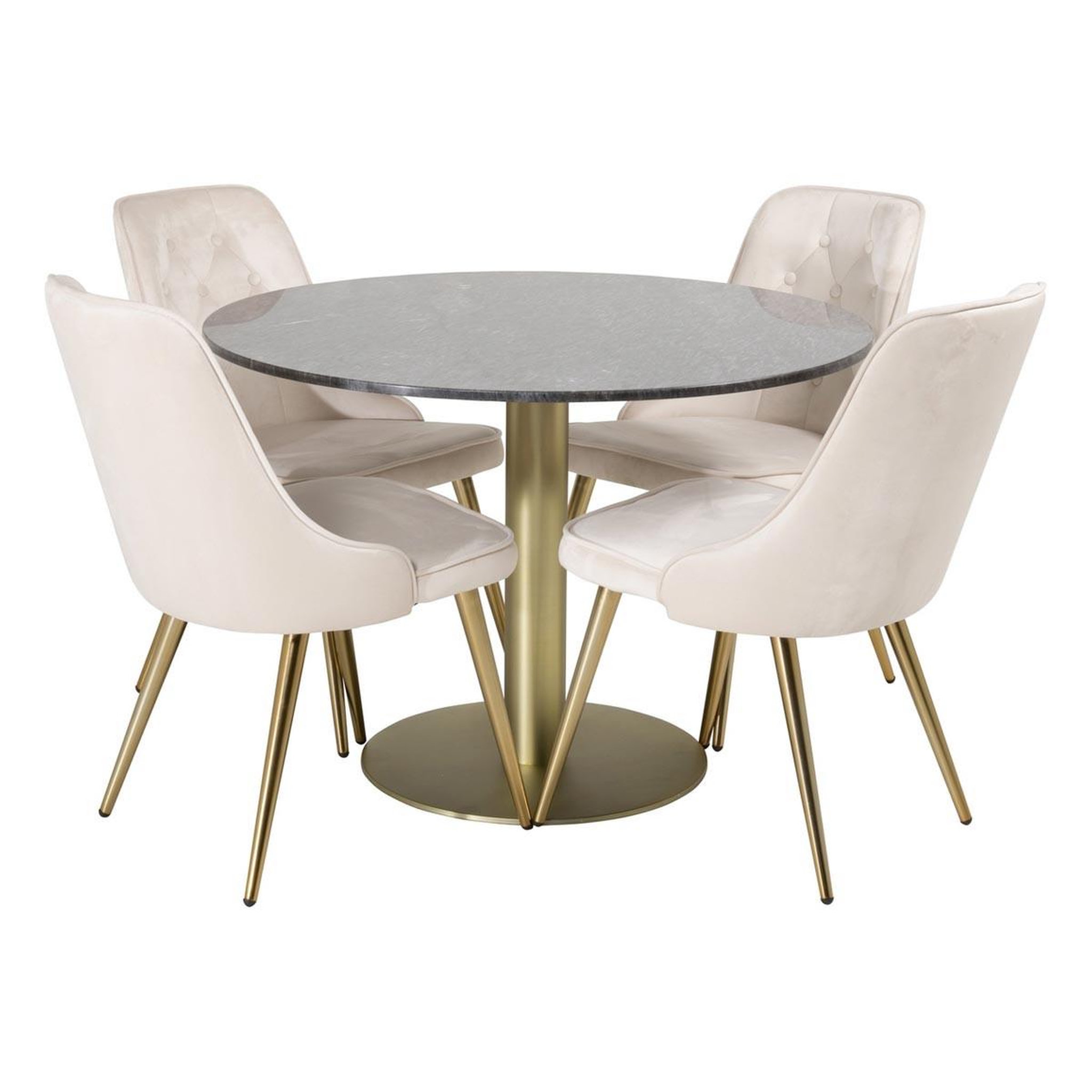 Paris Prix Ensemble table à manger & 4 chaises  estelle ii & deluxe ii  106cm gris foncé & beige