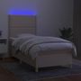 Voir la diapositive 4 : VIDAXL Sommier a lattes de lit et matelas et LED Creme 80x200cm Tissu