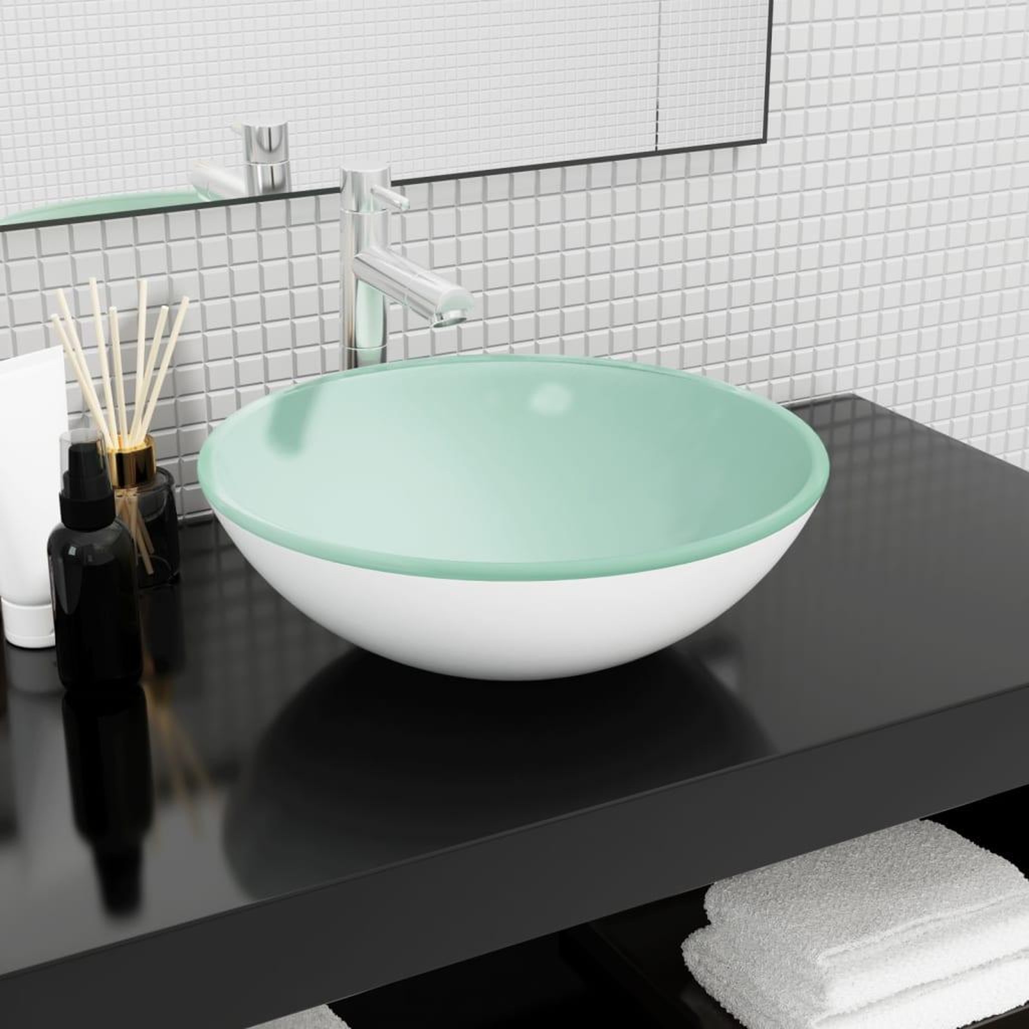 Voir la diapositive 1 : VIDAXL Lavabo Verre trempe 42x14 cm Blanc