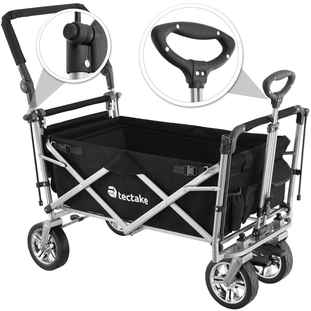 tectake Chariot de jardin et de transport pliable avec toit noir