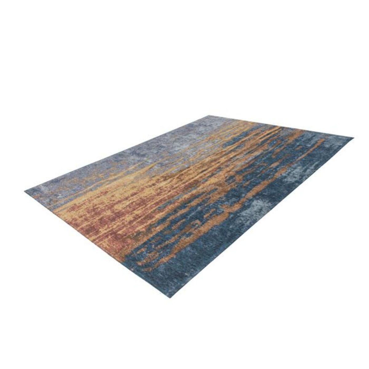 Paris Prix Tapis Vintage à Poils Courts  Blaze  Bleu & Beige